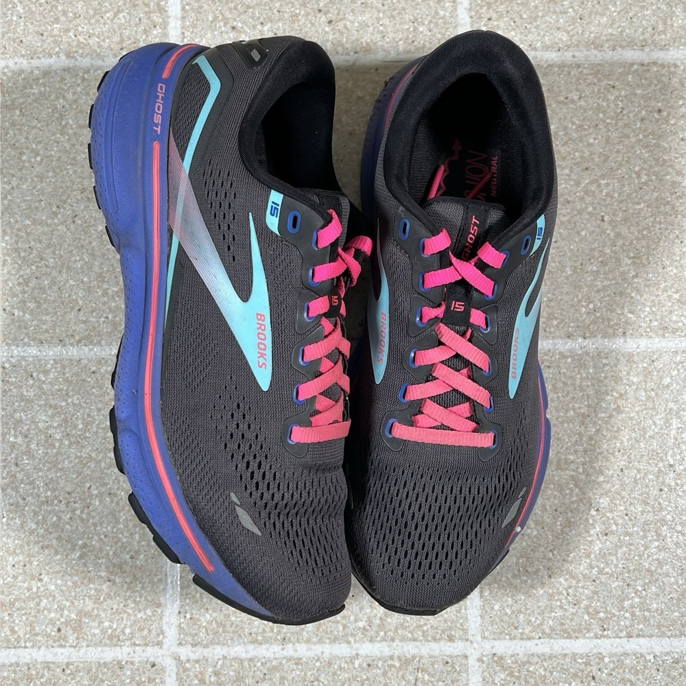 Brooks Ghost 15 Womens 8 Gray Pink Running Sneakers 1203801B079